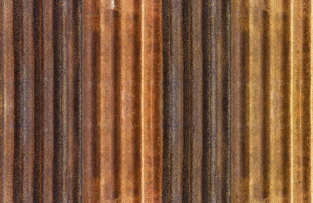 Rustic Corrugated Metal Effect Wallpaper - Industrial Brown Texture Design