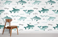 Foraging Sharks Wallpaper Mural