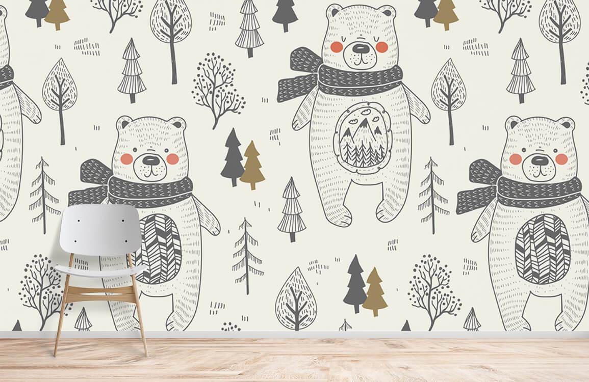 Forest Bear wallpaper mural