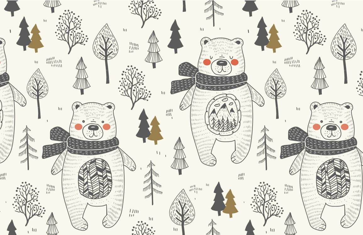 Forest Bear Wallpaper Mural