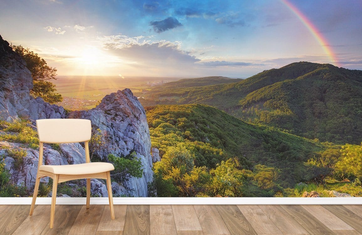 Mountain & Rainbow Wallpaper Mural