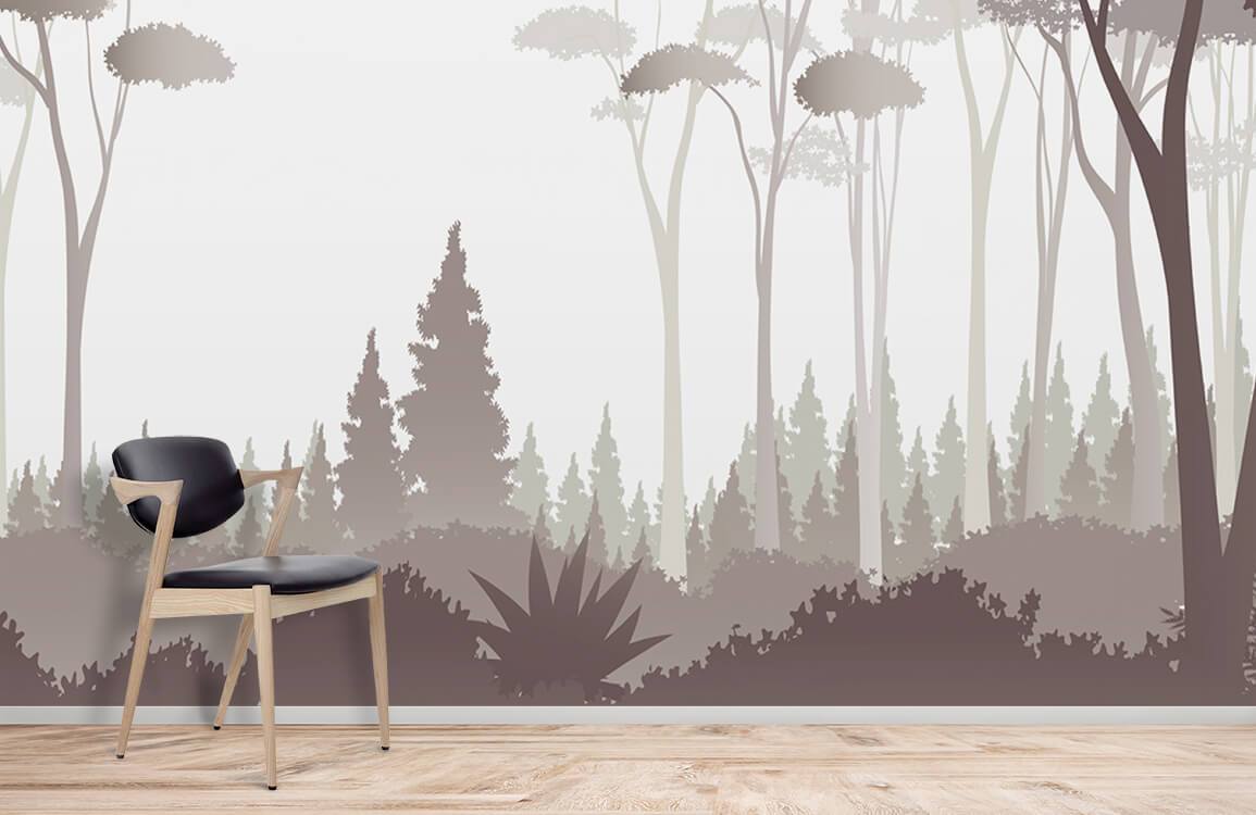 Misty Forest Wallpaper Mural Room