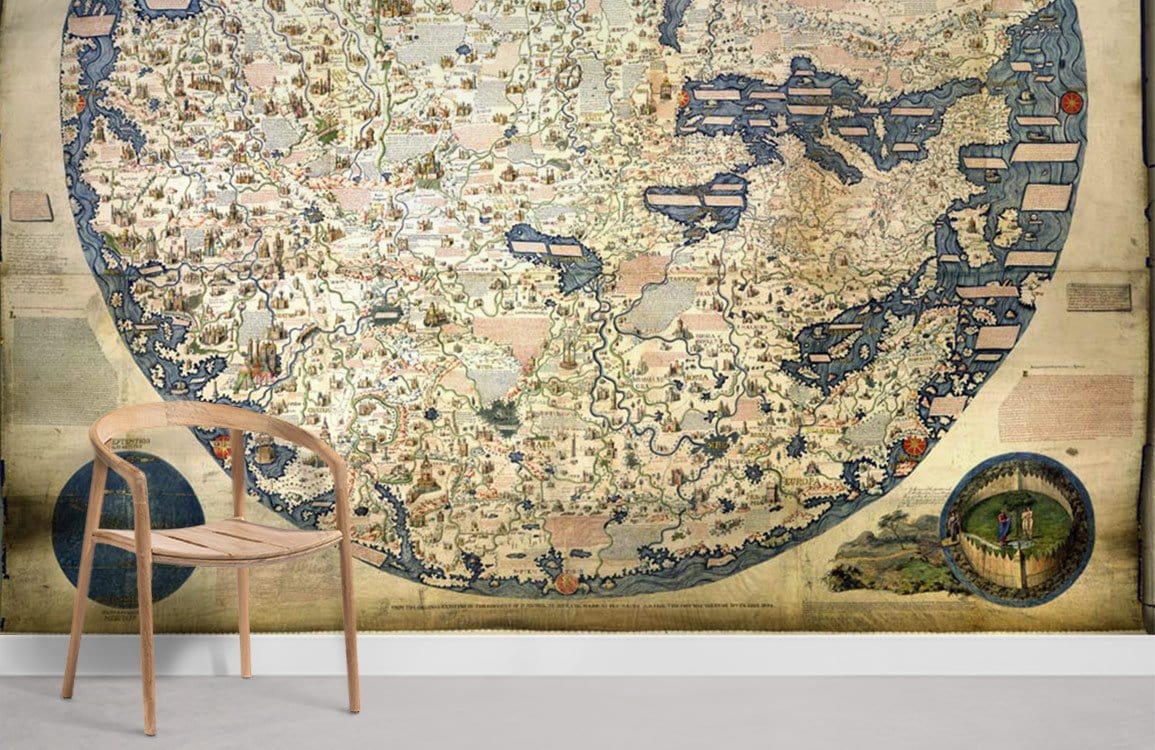 stylish map wallpaper mural room