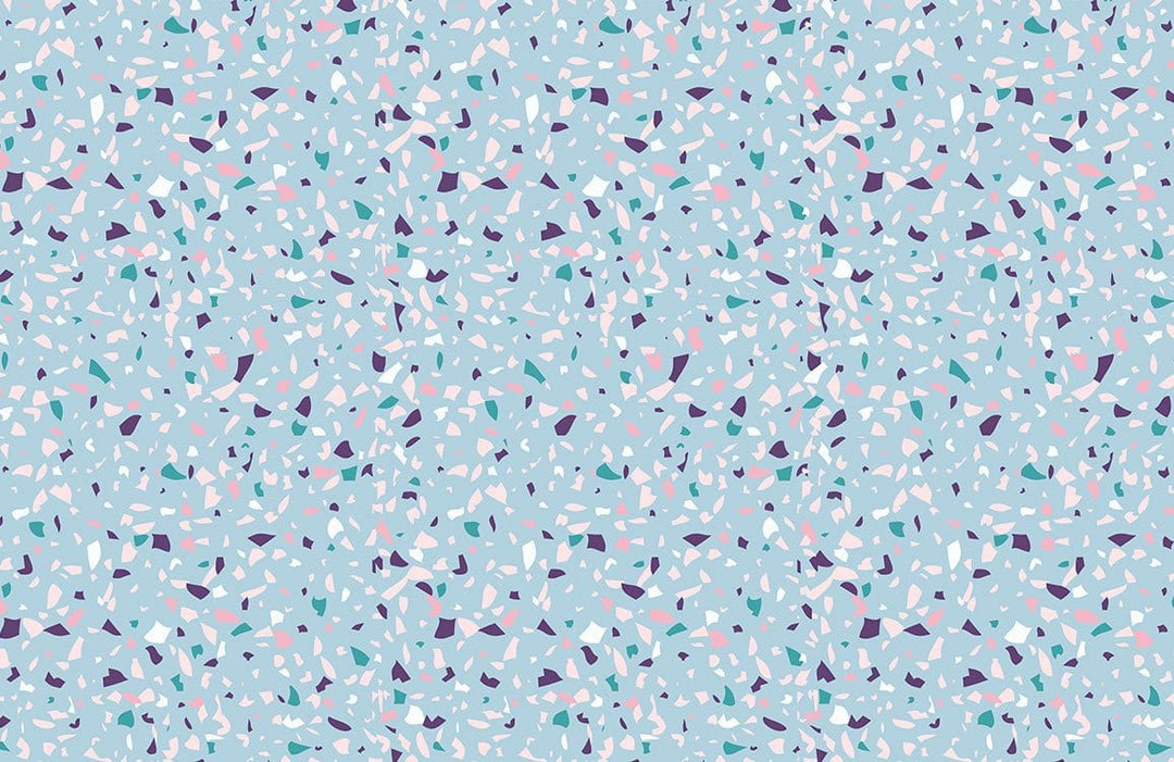 Elegant Blue Terrazzo Pattern Wallpaper - Modern Pastel Mosaic Design
