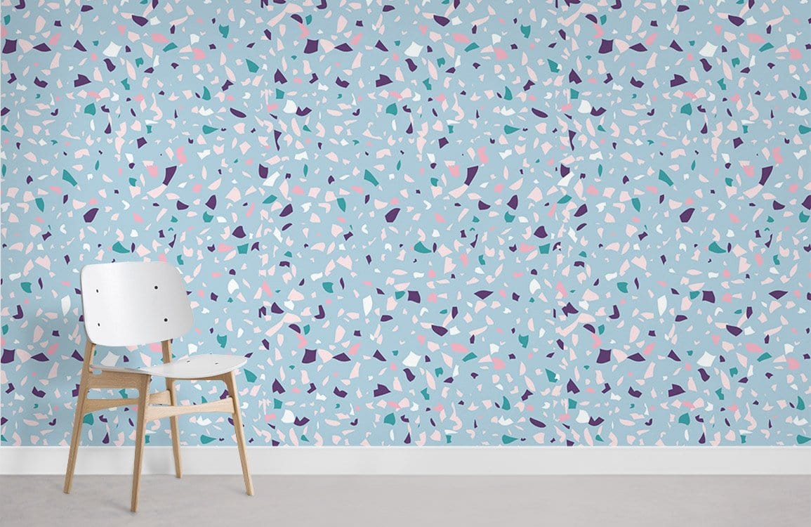 Fragments Blue Marble Pattern Wallpaper Mural Room