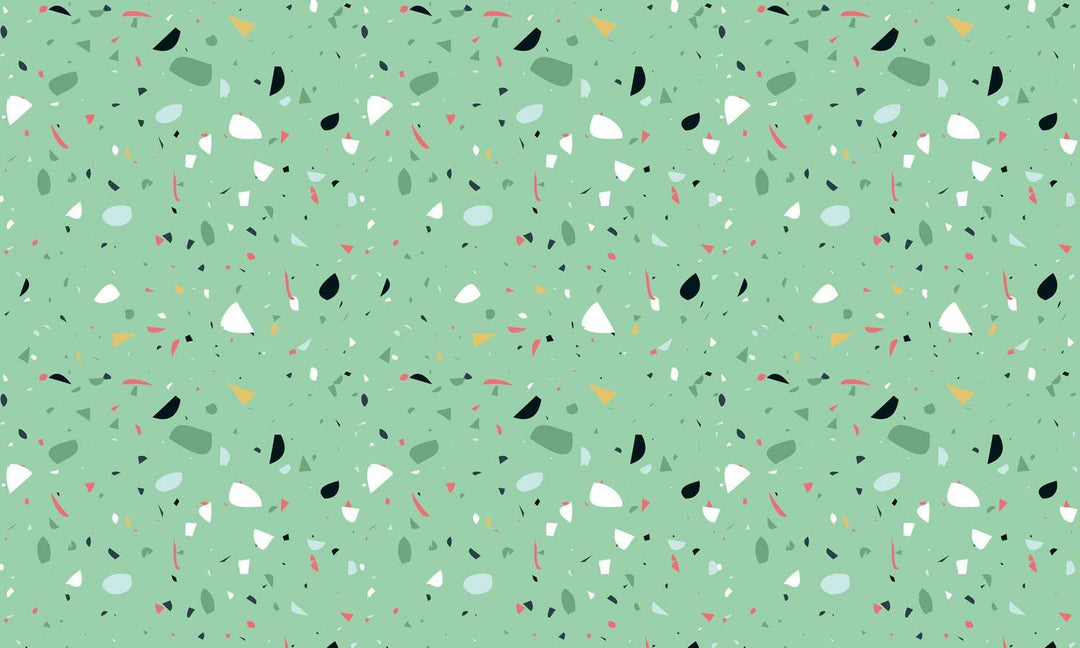 Speckled Terrazzo Mint Green Wallpaper - Contemporary Patterned Interior Design Decor