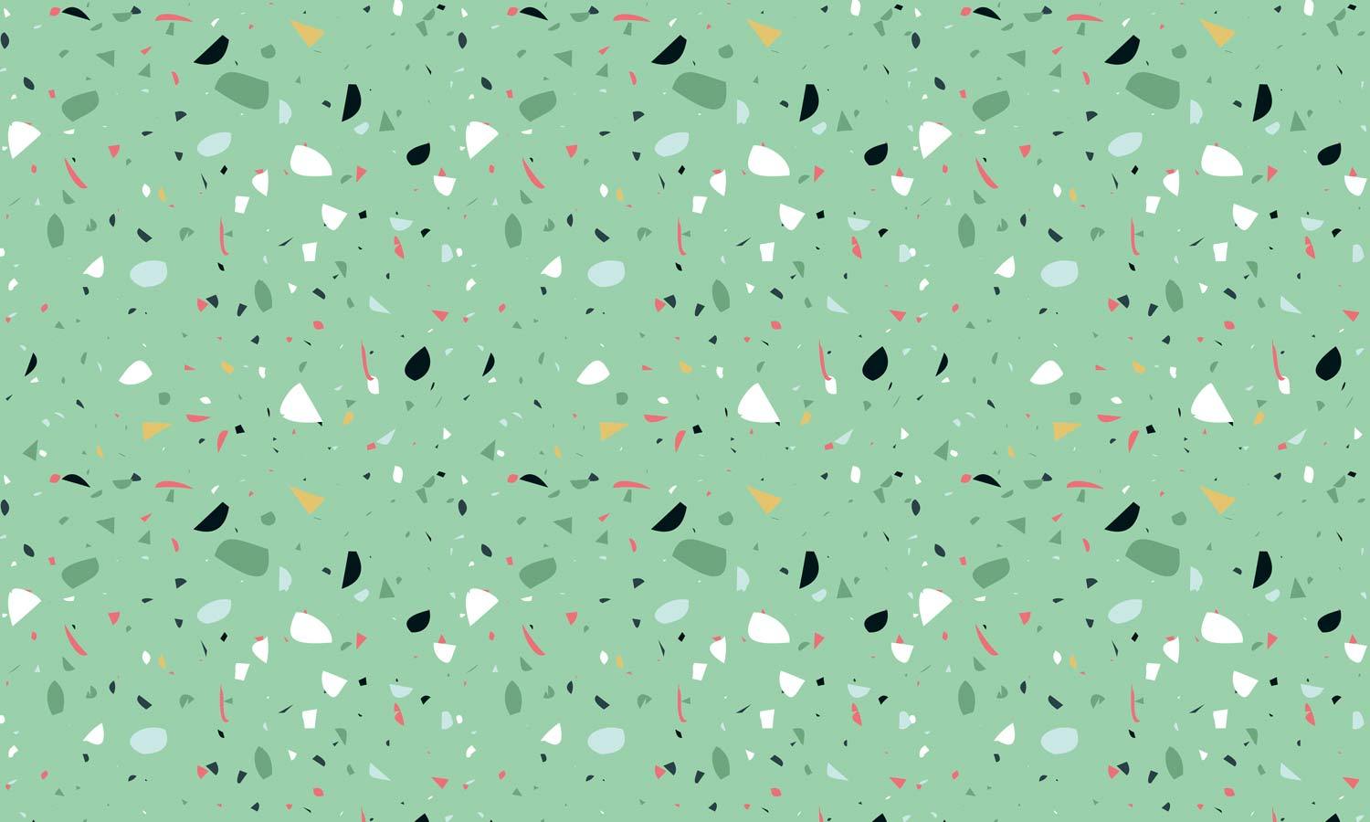 Speckled Terrazzo Mint Green Wallpaper - Contemporary Patterned Interior Design Decor