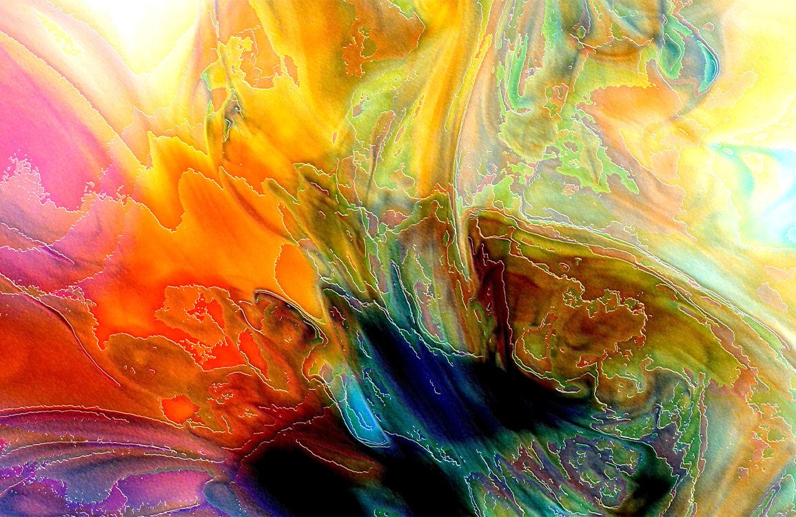 Vibrant Abstract Watercolour Mural Wallpaper - Multicolour Artistic Home Decor Design