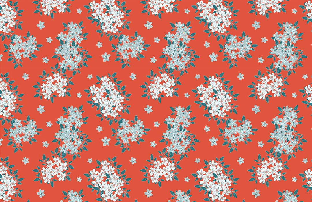 Floral Harmony Red and White Vintage Pattern Wallpaper - Elegant Décor Style