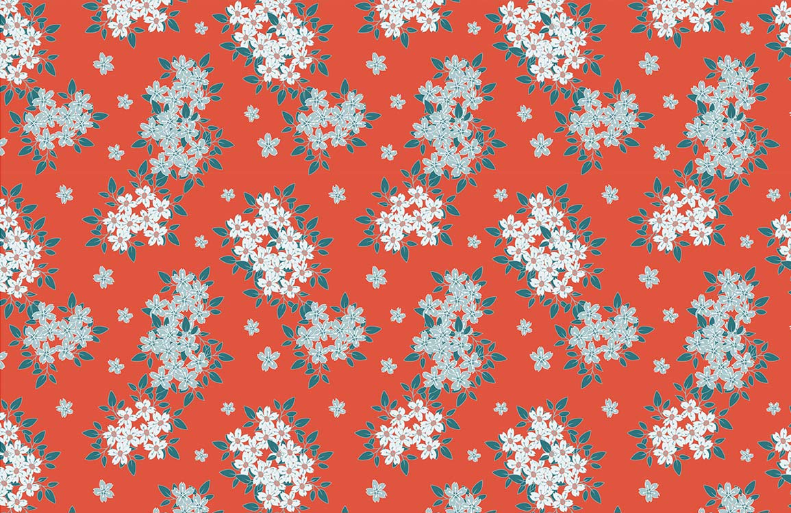 Floral Harmony Red and White Vintage Pattern Wallpaper - Elegant Décor Style