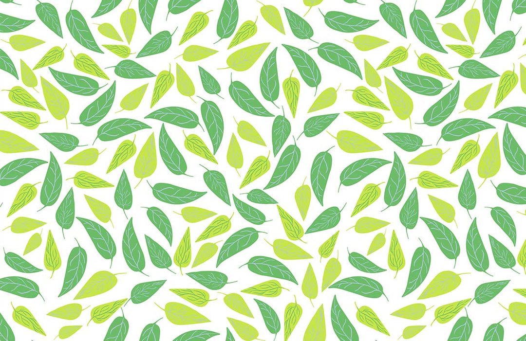 Lively Green Leaf Patterned Wallpaper with Fresh Botanical Design Elements