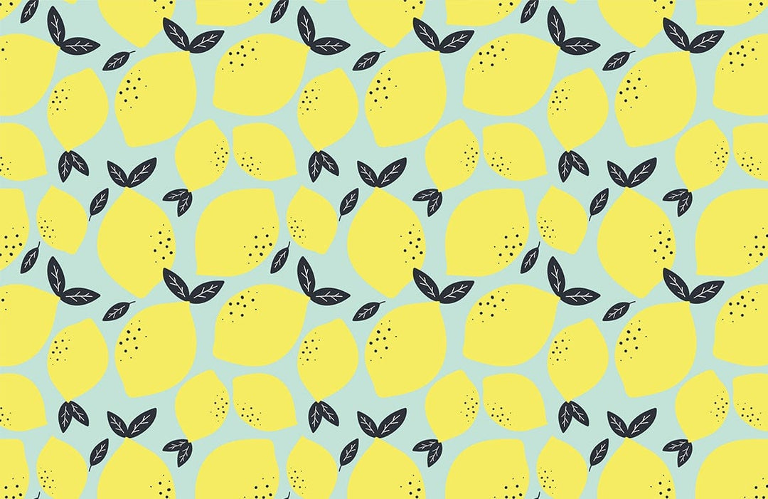 Retro Lemon Bliss Wallpaper: Fresh Yellow and Mint Green Pattern Design