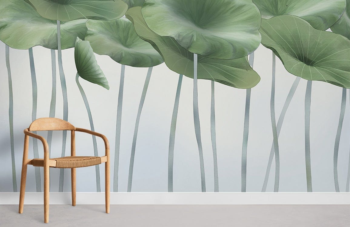 Big Lotus Leaf Mural Wallpaper