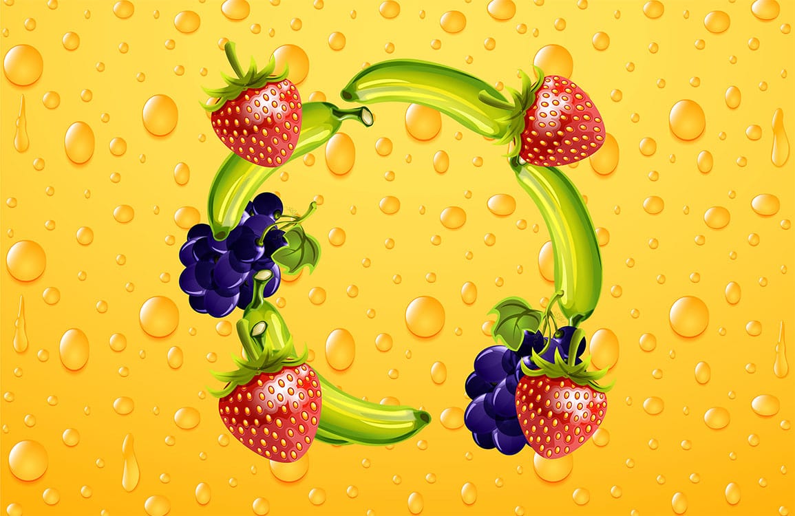 Vibrant Fruit Extravaganza Wallpaper - Yellow Background, Juicy Delight Theme