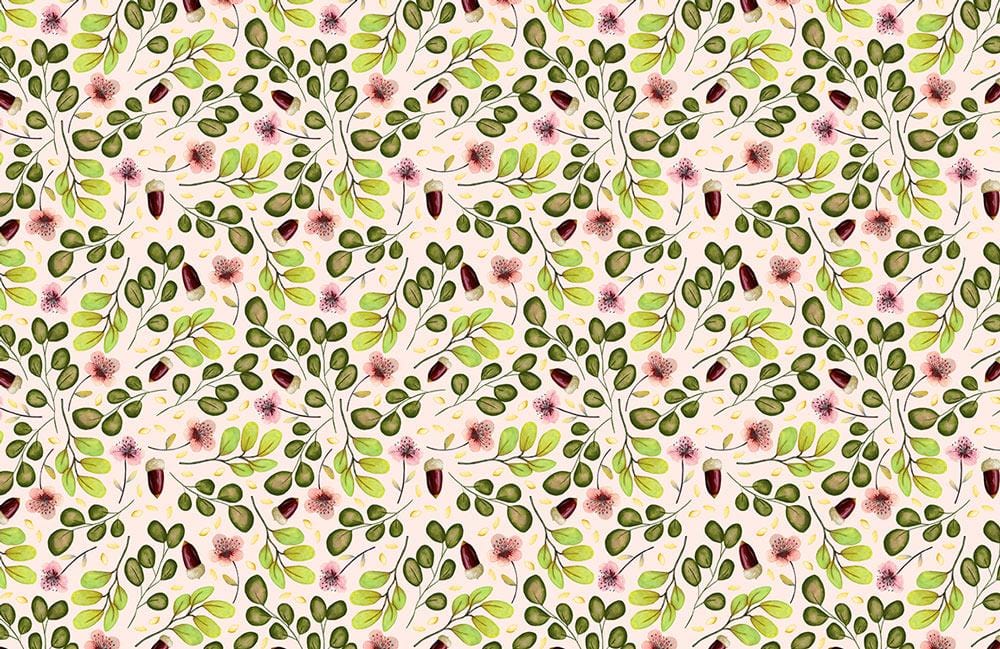 Botanical Bliss Green Leaf Floral Pattern Wallpaper - Nature Inspired Design