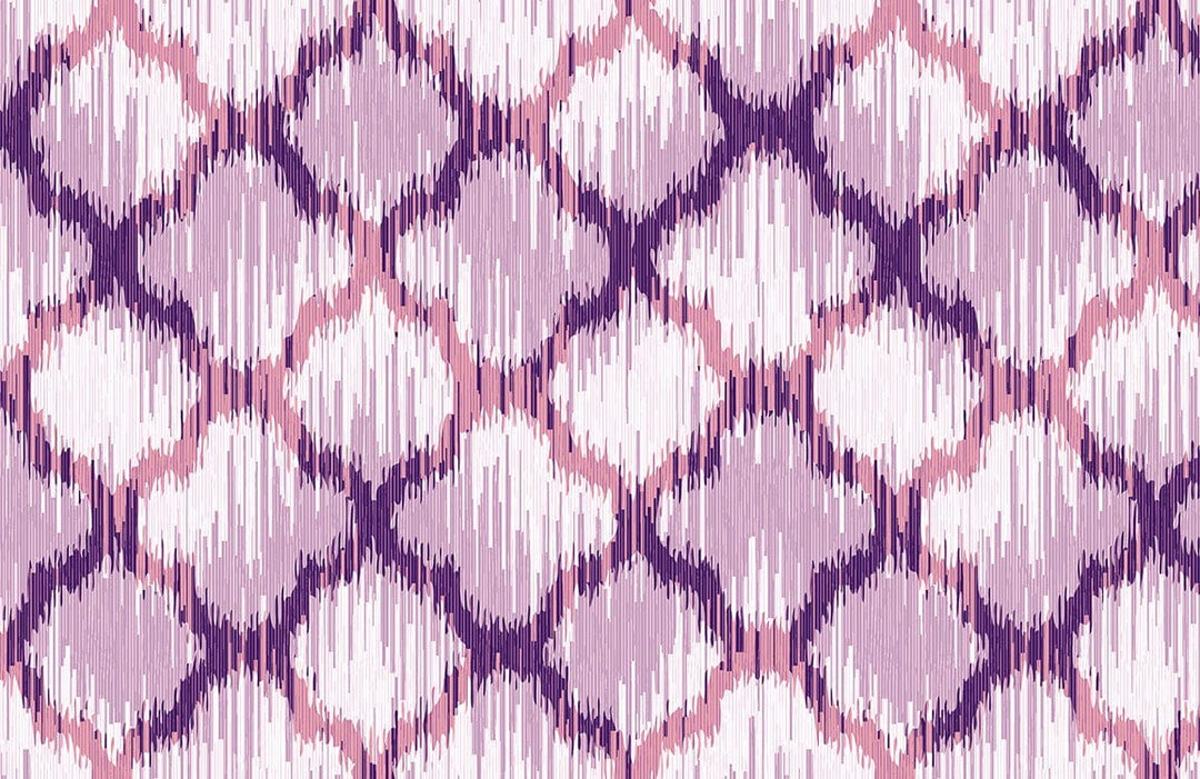 Elegant Lilac and Pink Geometric Ikat Pattern Wallpaper for Interiors