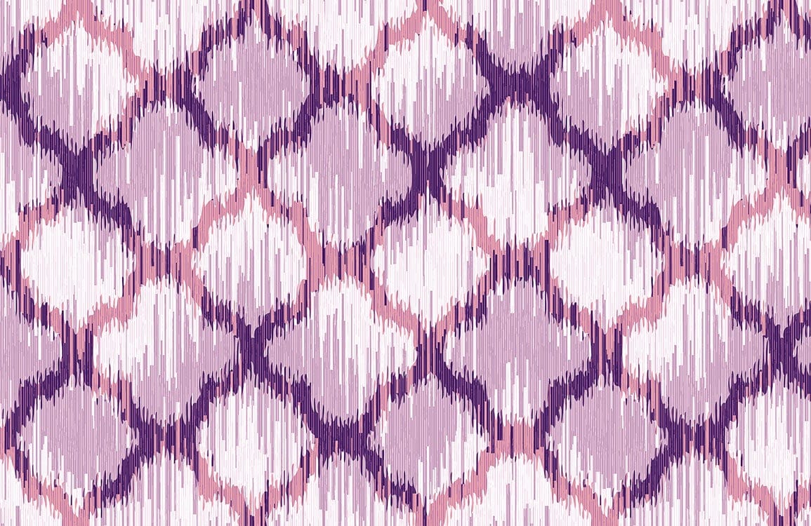 Elegant Lilac and Pink Geometric Ikat Pattern Wallpaper for Interiors
