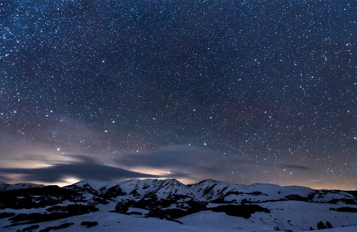 Starry Night Sky Mountain Landscape Mural Wallpaper - Dark Blue Serenity