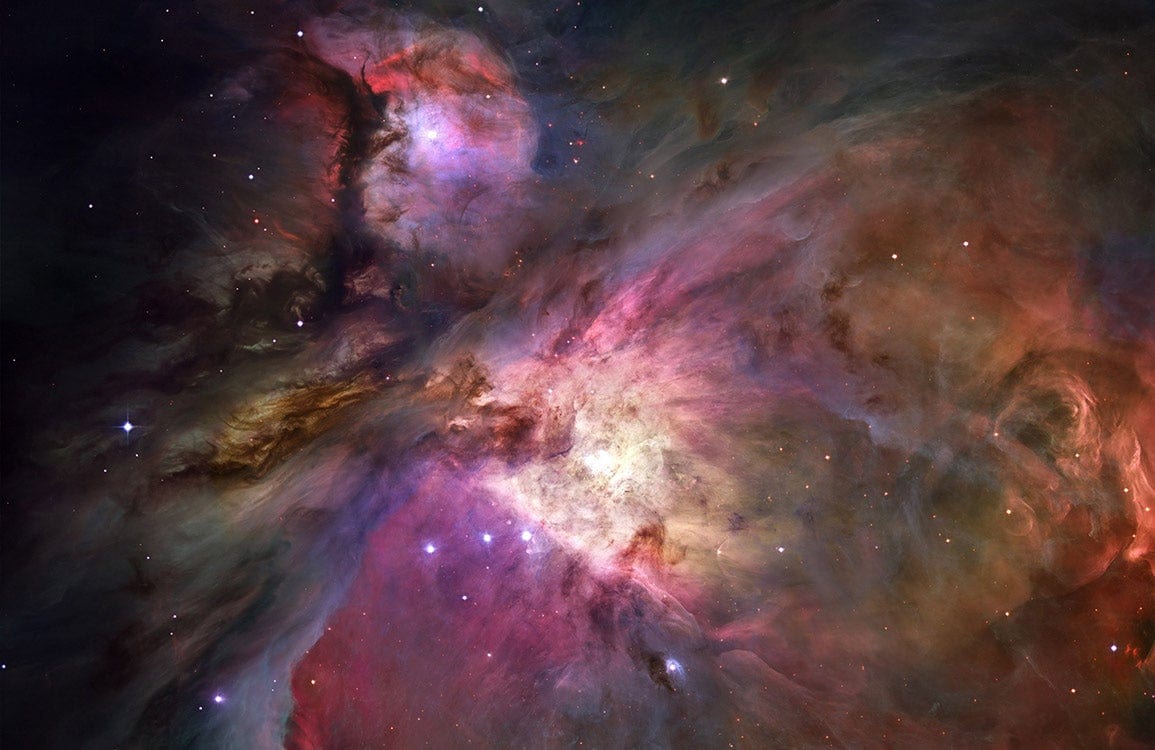 Cosmic Nebula Galaxy Mural Wallpaper in Vibrant Pink and Purple Hues