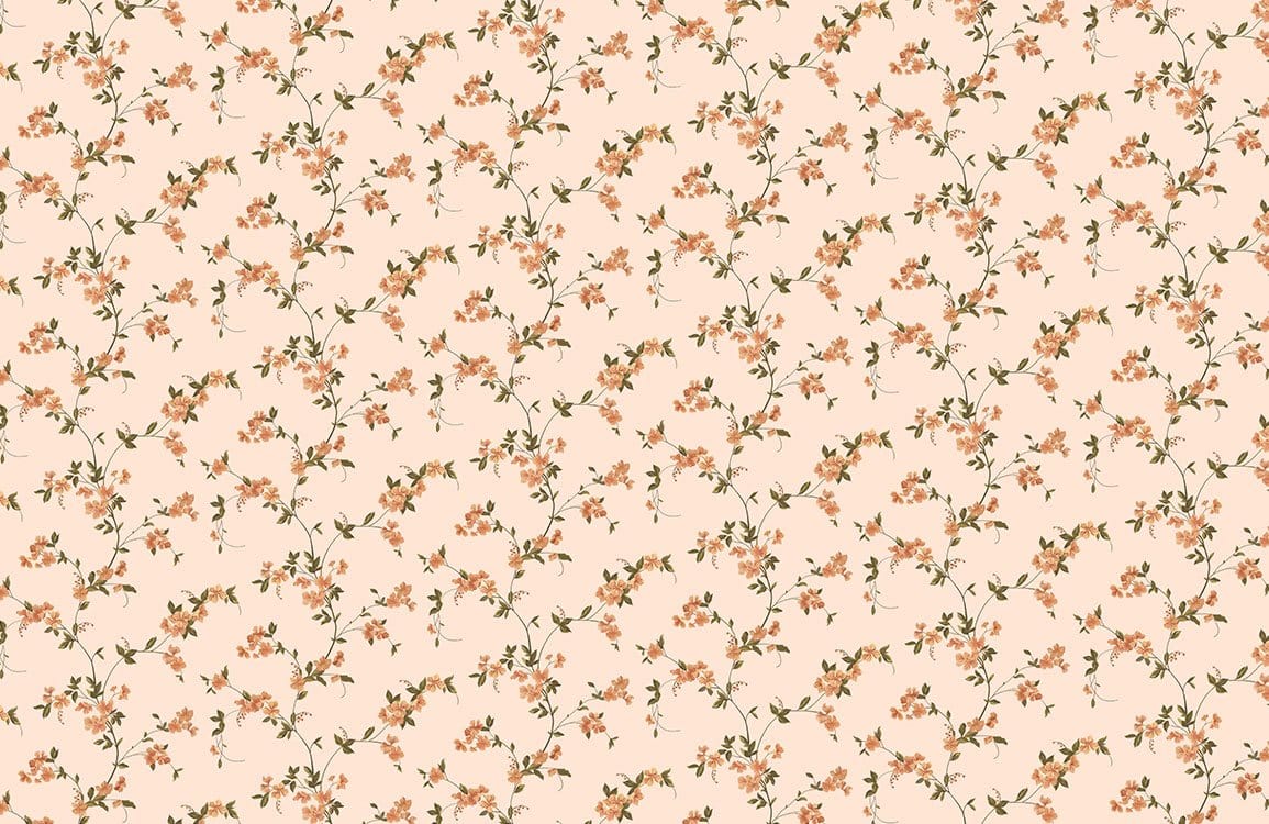 Vintage Floral Blossom Wallpaper: Soft Beige and Green Botanical Elegance