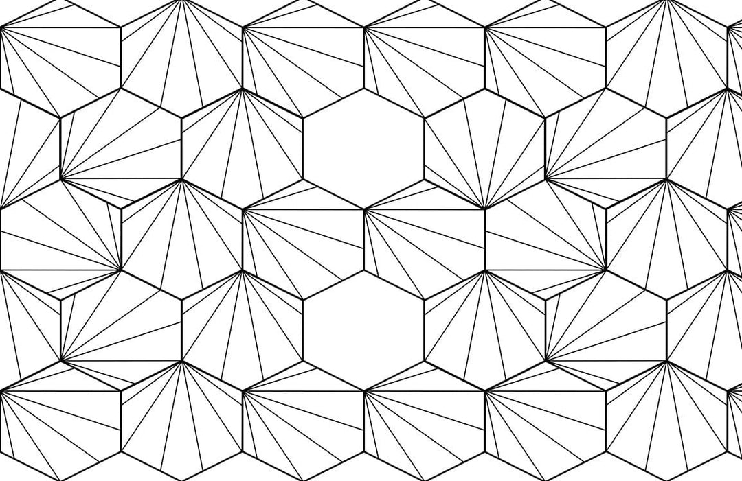 Monochrome Geometric Hexagon Patterned Wallpaper - Modern Black and White Design