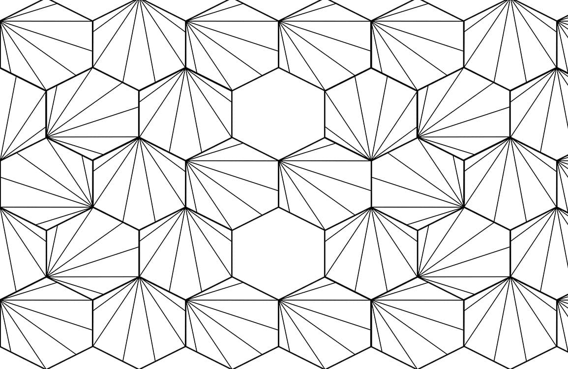 Monochrome Geometric Hexagon Patterned Wallpaper - Modern Black and White Design