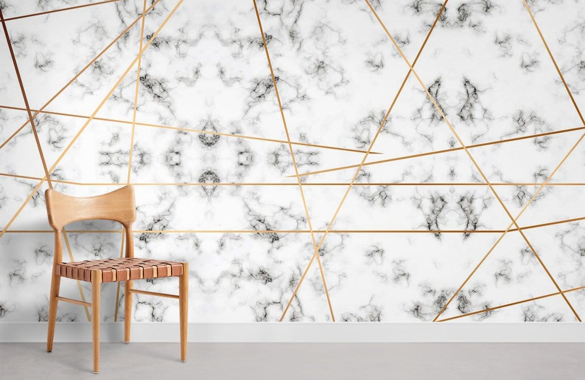 Golden Lined Marble Wallpaper Mural Room