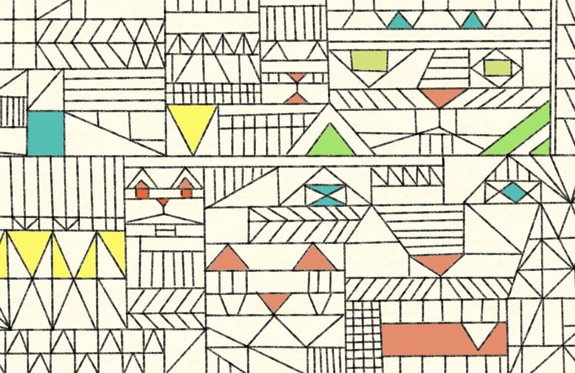 Geometric Retro Pastel Pattern Wallpaper in Cream and Soft Hues