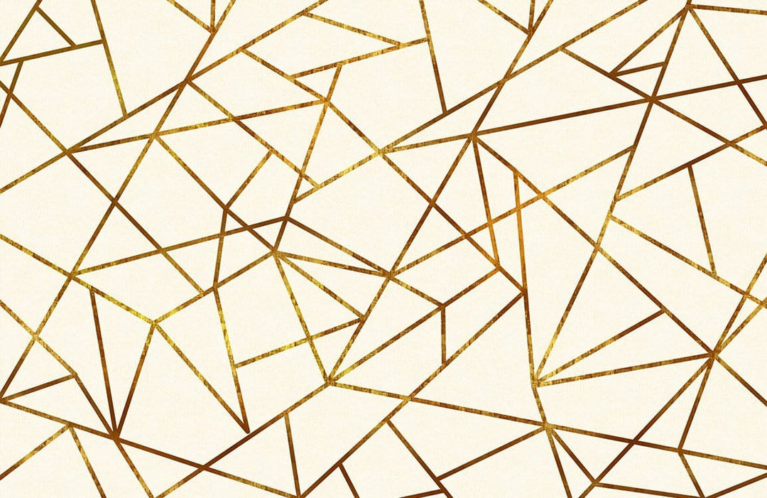Contemporary Gold Geometric Lines Wallpaper - Elegant Modern Interior Design