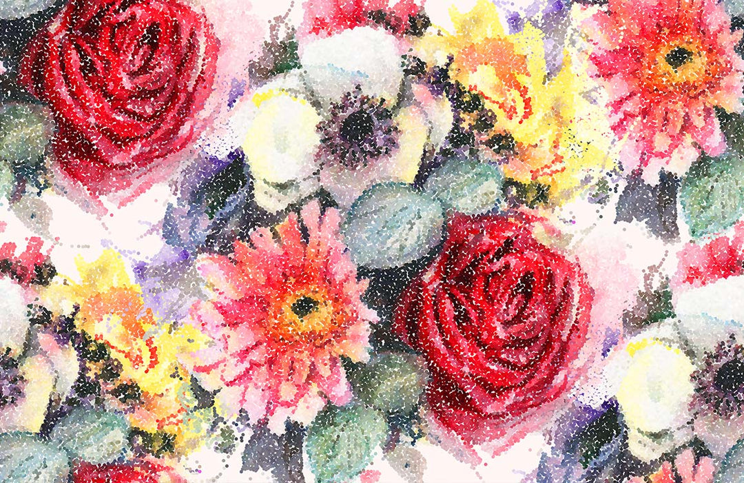 Vibrant Floral Watercolour Bouquet Wallpaper, Colourful Artistic Nature Wall Design