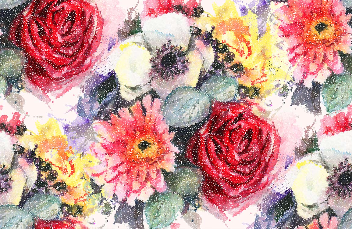 Vibrant Floral Watercolour Bouquet Wallpaper, Colourful Artistic Nature Wall Design