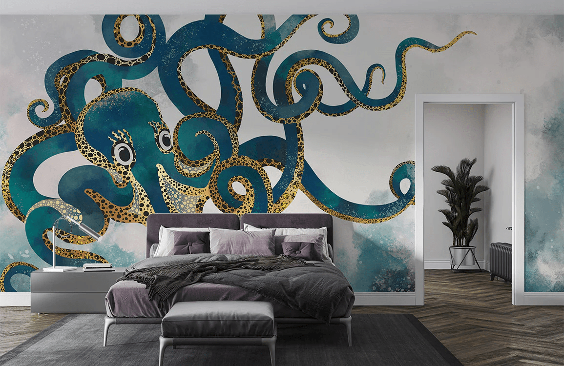 Giant Octopus Wallpaper Mural for living room