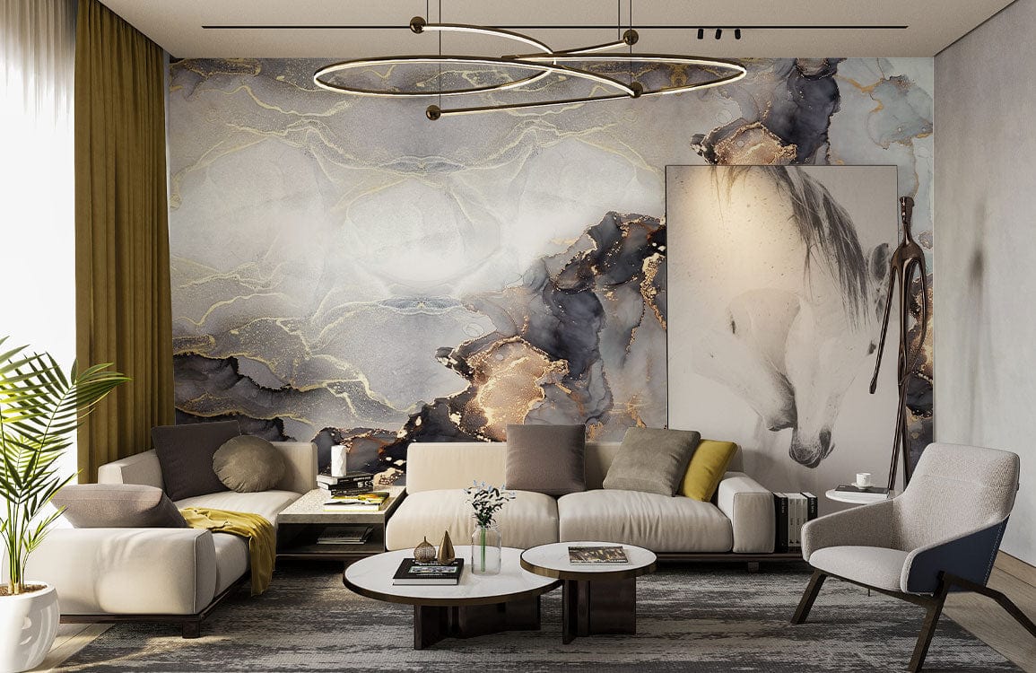 Gilt Watercolor Marble Wallpaper Mural