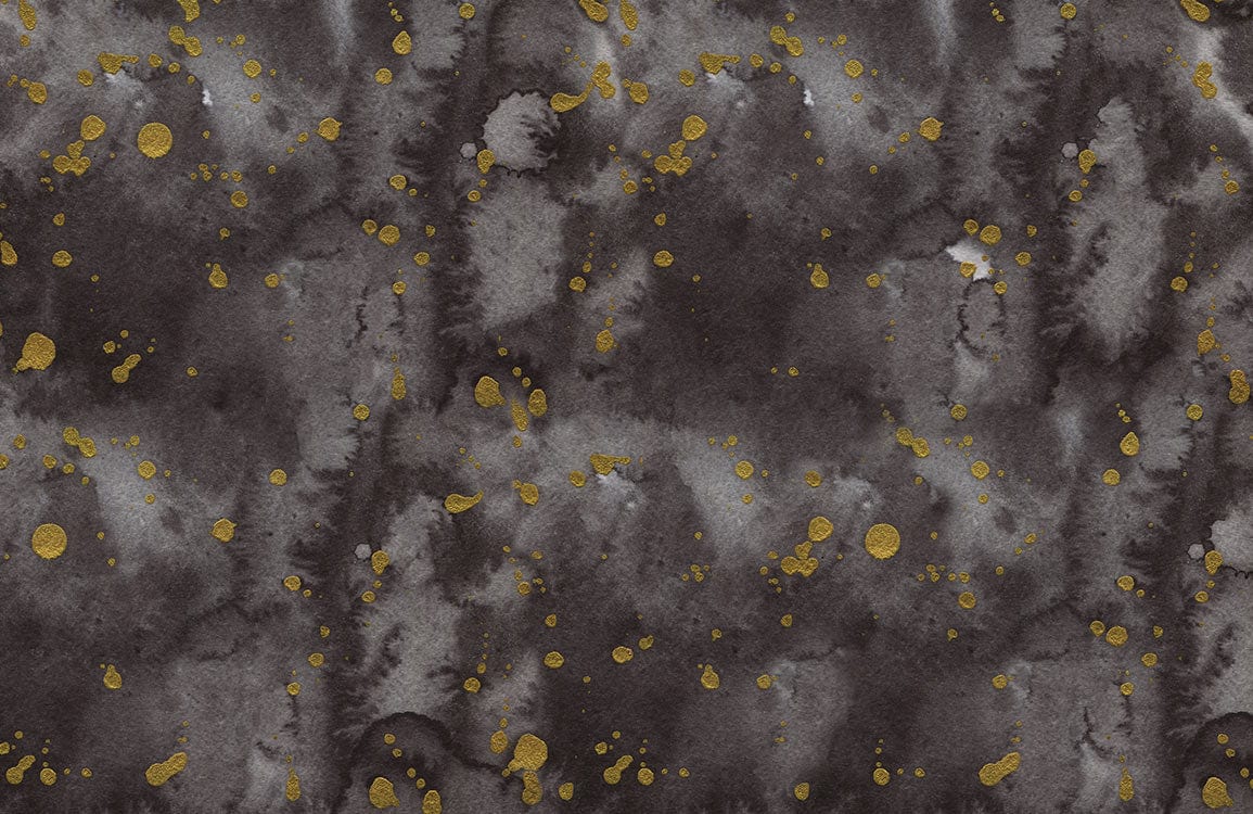Luxurious Abstract Black and Gold Watercolour Mural Wallpaper with Splatter Design