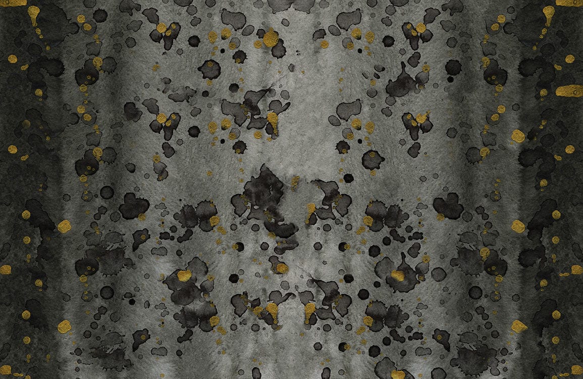 Abstract Charcoal and Gold Splatter Modern Watercolour Pattern Wallpaper Design