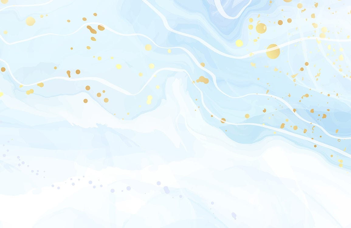 Elegant Blue and Gold Marble Wave Watercolour Mural Wallpaper Design