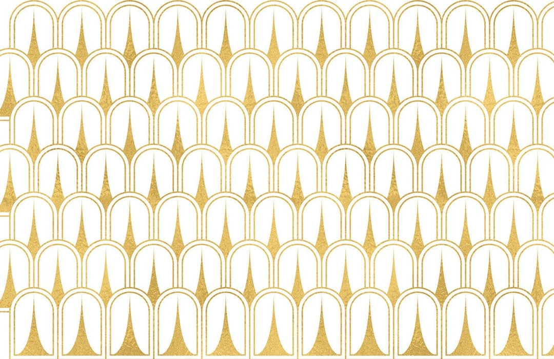 Art Deco Gold and White Geometric Pattern Wallpaper for Elegant Interiors