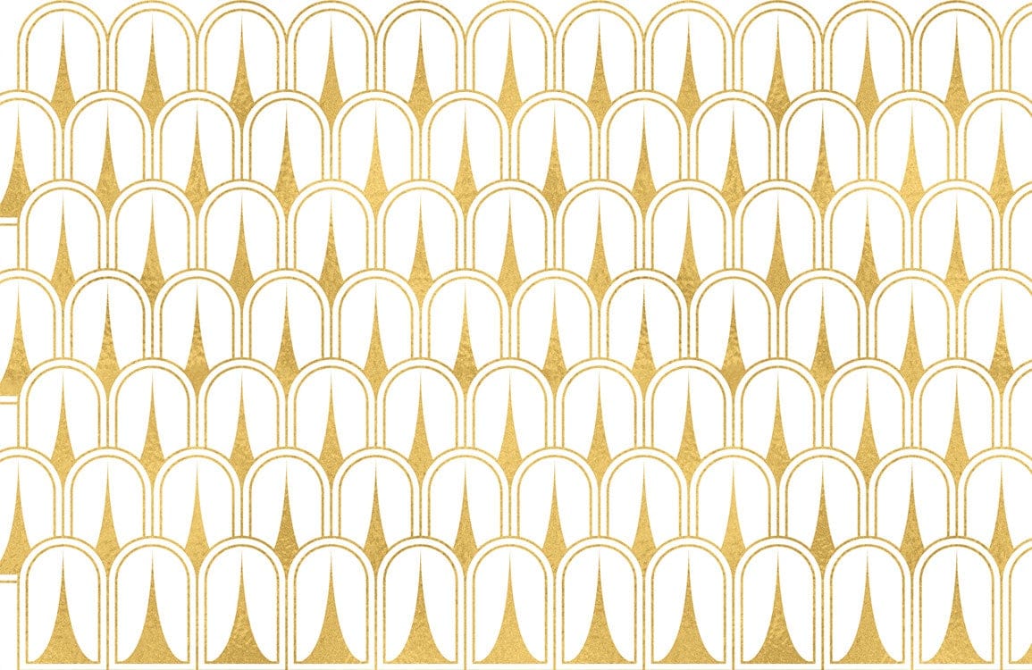 Art Deco Gold and White Geometric Pattern Wallpaper for Elegant Interiors