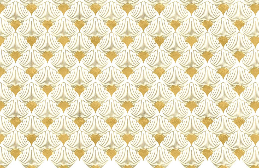 Golden Art Deco Fan Pattern Wallpaper - Elegant Vintage Geometric Style Decor