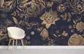 Golden Vintage Flowers Wallpaper Mural