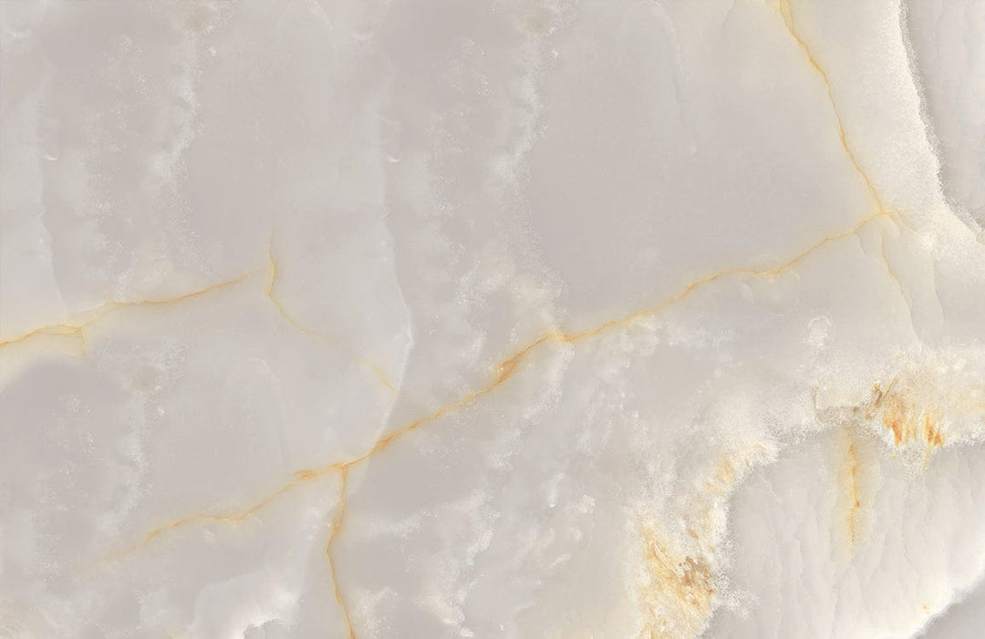 Luxurious Marble-Effect Wallpaper: Elegant White and Gold Veined Design
