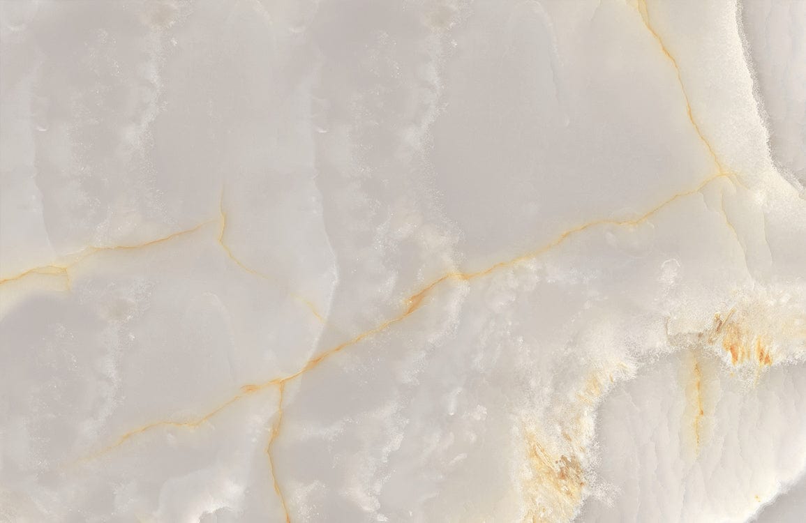Luxurious Marble-Effect Wallpaper: Elegant White and Gold Veined Design