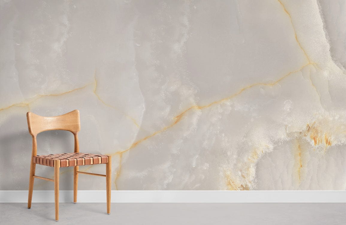 Golden Light in White Wallpaper Mural Room