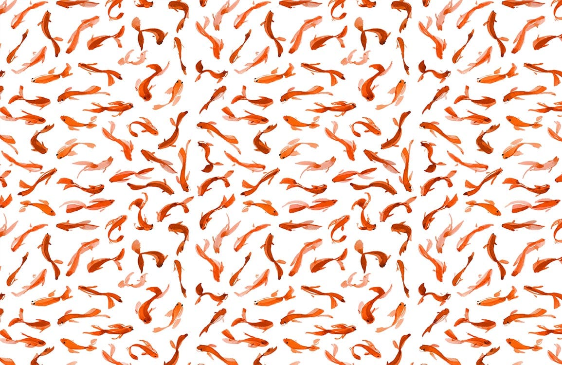 Elegant Orange Koi Fish Patterned Wallpaper - Tranquil Aquatic Decor Style