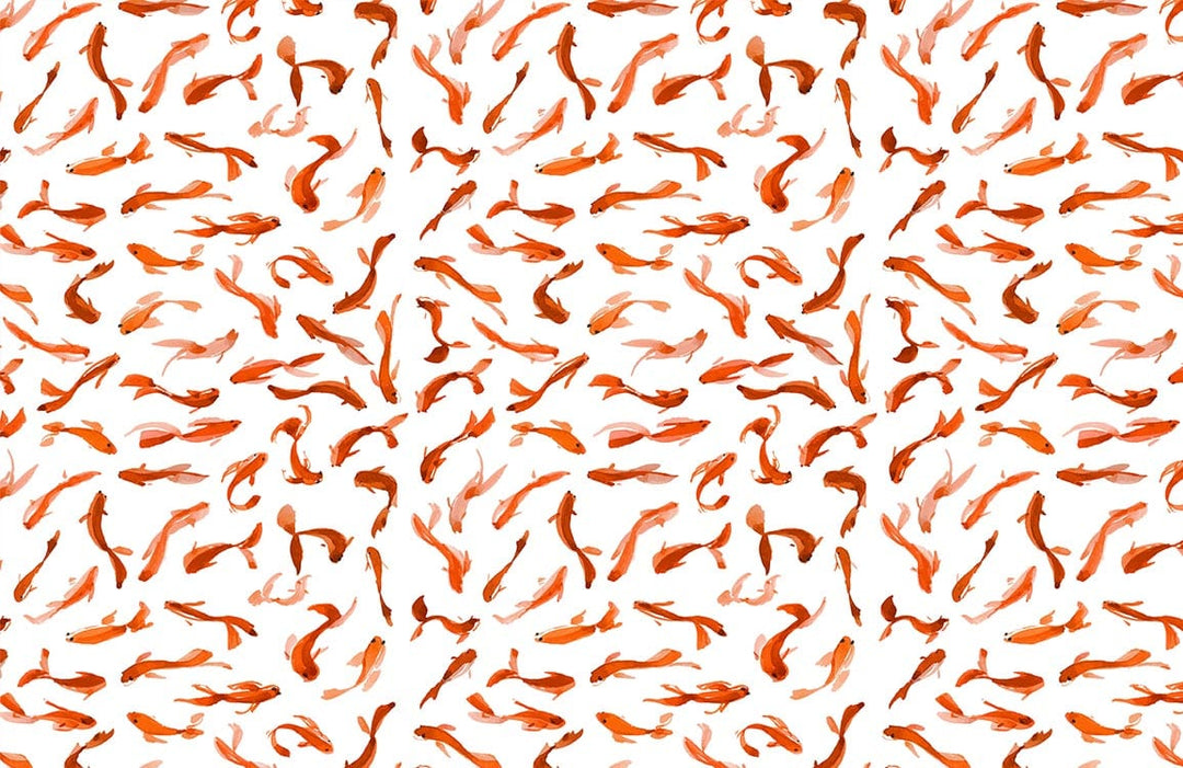 Elegant Orange Koi Fish Patterned Wallpaper - Tranquil Aquatic Decor Style