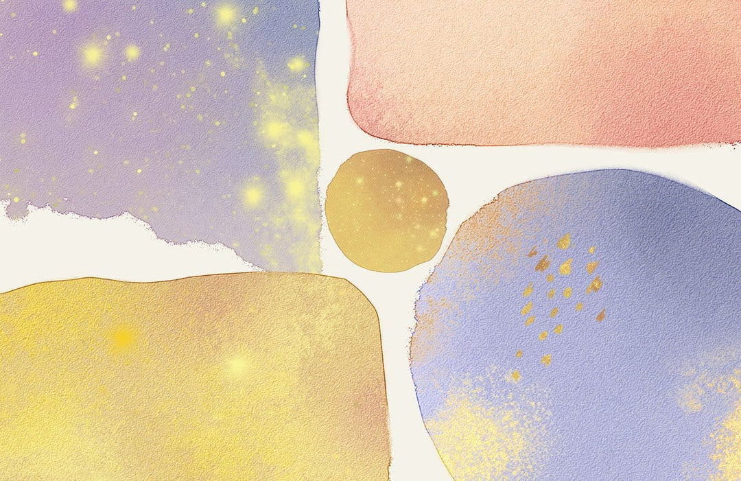 Abstract Pastel Watercolour Wallpaper Mural in Lavender and Golden Tones