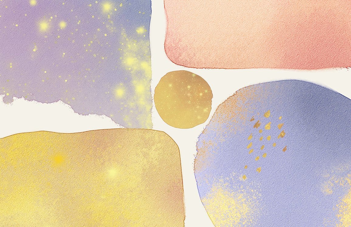 Abstract Pastel Watercolour Wallpaper Mural in Lavender and Golden Tones