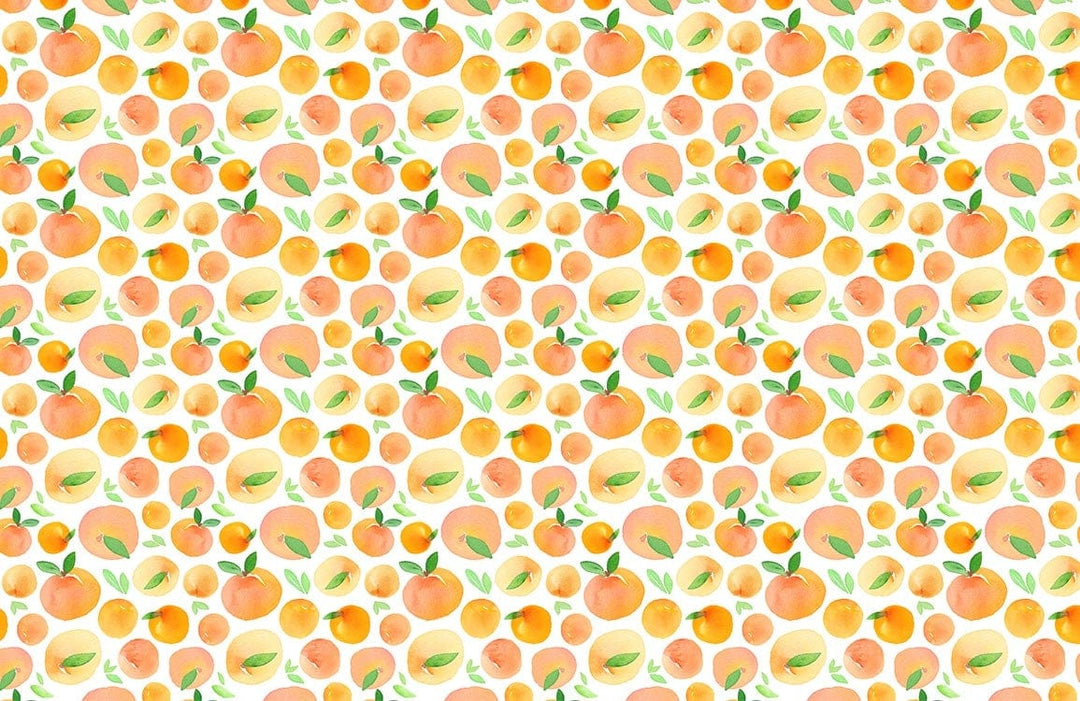 Peachy Orange Fruit Pattern Mural Wallpaper - Fresh Summer Décor Design