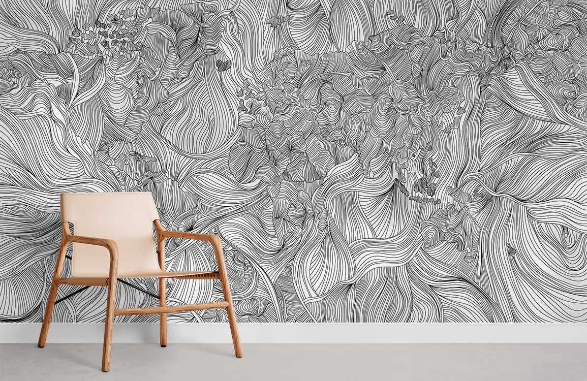 Gray Crossing Lines Wallpaper Mural