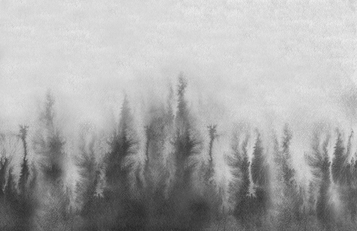 Misty Forest Grey Watercolour Mural Wallpaper for Tranquil Home Décor